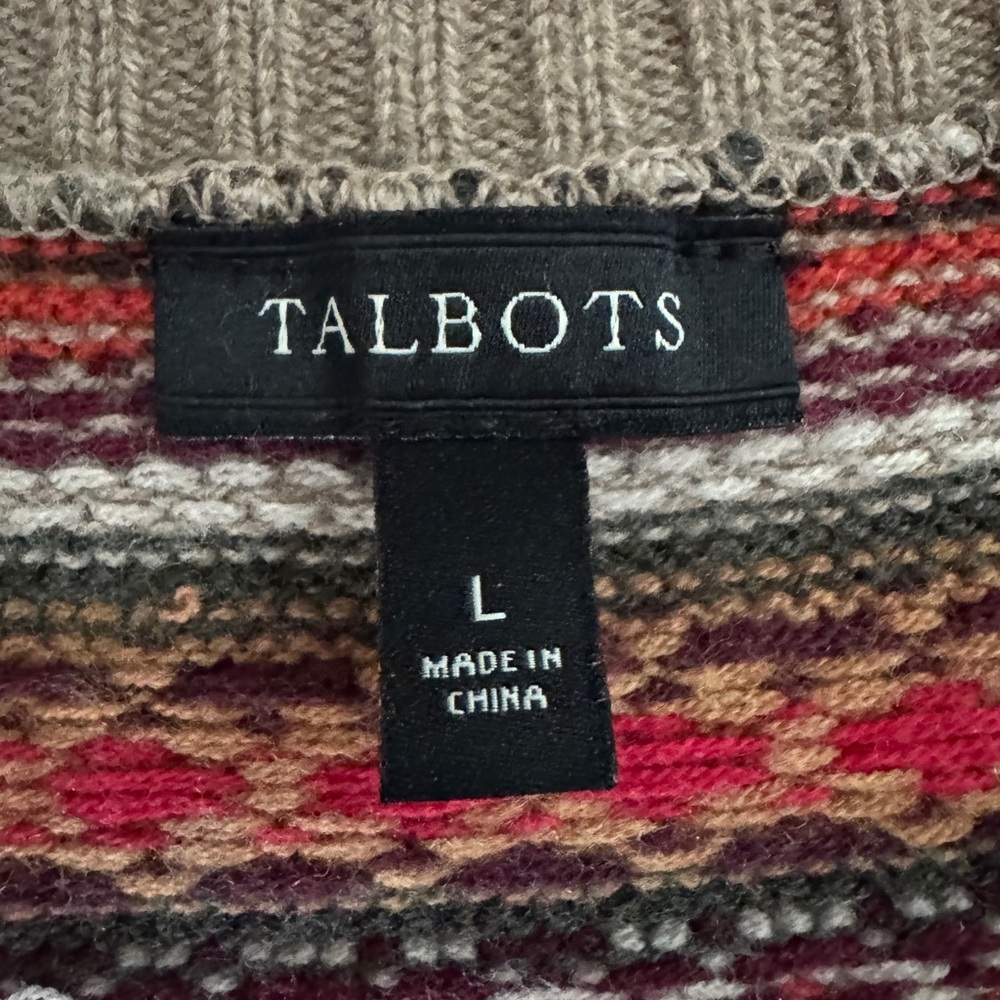 Talbots Fair Isle Cardigan Large Wool Blend Cottagecore Cozy Sweater - Picture 5 of 10